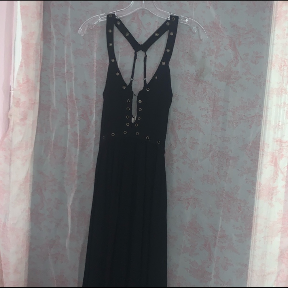 sun & shadow grommet detail maxi dress